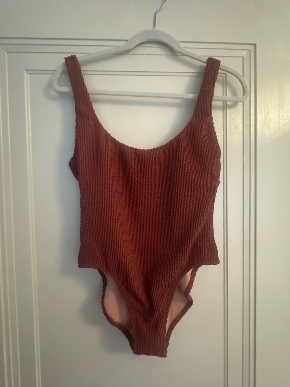 J. Crew scoopback one piece textured scrunchie rust colored swimsuit NWT